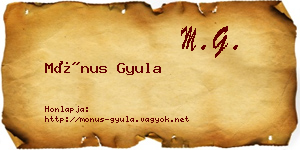 Mónus Gyula névjegykártya