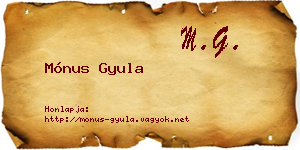 Mónus Gyula névjegykártya